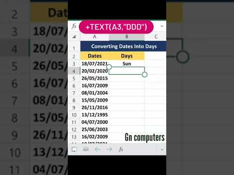 How to convert Dates into day automatically #excel