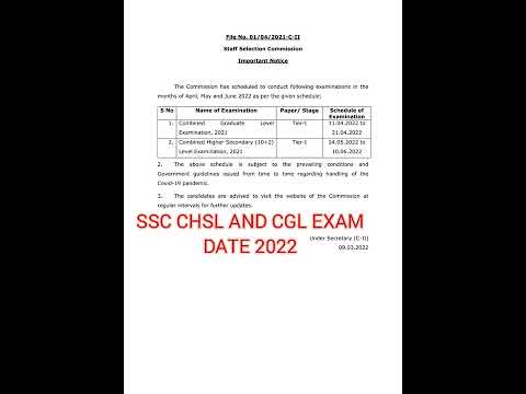 SSC CHSL AND CGL EXAM DATE 2022
