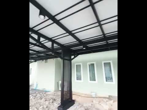 หลังคาโรงจอดรถแบบเสาเดี่ยว 10 5x5เมตร  หน้างานซอยนวมินทร์ 42