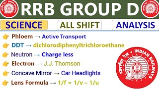 RRB GROUP D EXAM 2026 | SCIENCE ANALYSIS | ALL SHIFTS | 9 AUGUST | SCIENCE QUESTIONS ANALYSIS