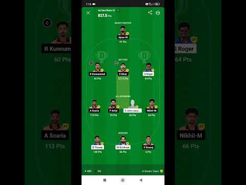 KBT VS CG DREAM 11 BEST TEAM |KBT VS CG CAPTAIN NHI BHIDA #shortvideo #treanding #cricket #super