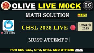 3rd March 2025 | 🔴Live oliveboard mock solution of CHSL 2025 | Must watch🔥