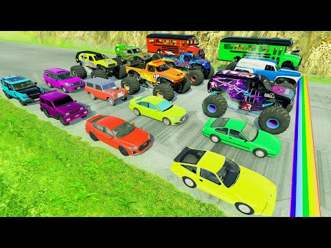 HT Gameplay # 67 | Mix Trucks & Monster Jam vs Colors Speed Bumps vs Deep Water