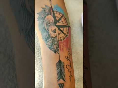 lion_arrow_compass tattoo #lioncompasstattoo #lionking #lionlove #compasstattoo #customised