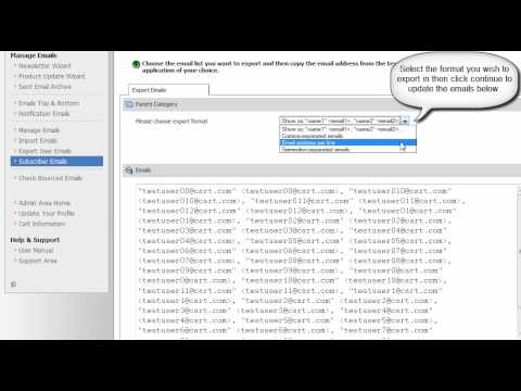 Exporting your subscriber list in Pinnacle Cart