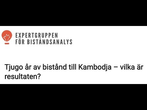 Tjugo år av bistånd till Kambodja – vilka är resultaten?