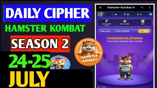 Hamster Kombat Game Dev Daily Cipher 24 July | Hamster Kombat Daily Cipher Code | Daily Combo
