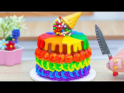 1000+ Mini Cake Making Compilation | Amazing Miniature Rainbow Ice Cream Cones Cake | Mini Cakes