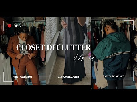 Declutter My Closet With Me Pt. 2| Try-On| Vintage sweaters, Hilary Banks, Fran Fine suits, + more
