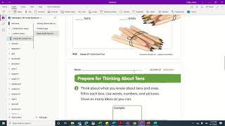 Ready math workbook pages in onenote