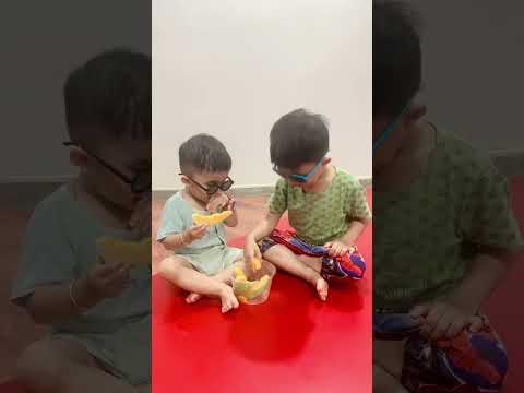 Two brothers eating Sweet cucumber #shorts #eating #cutebaby #babyshorts