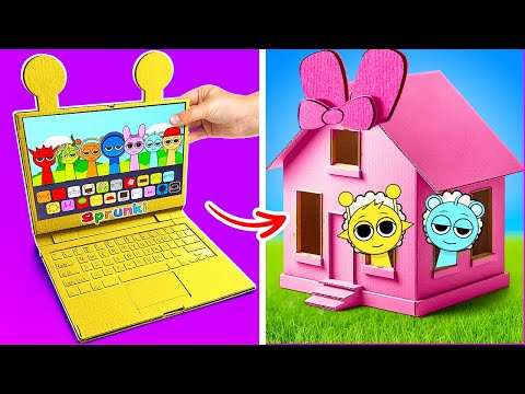 PINKI Has Babies?! I Adopted Baby Sprunki *Cardboard Mini House*