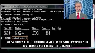 HOW TO FORMAT DISK DRIVE USING A COMMAND DISKPART