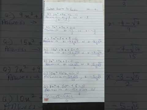 Quadratic Equations Question and Answers