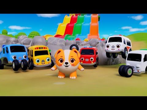 Wheels On The Bus Slide Song | Rainbow Slides Song | Nursery Rhymes & Kids Songs - Baby Car Songs TV