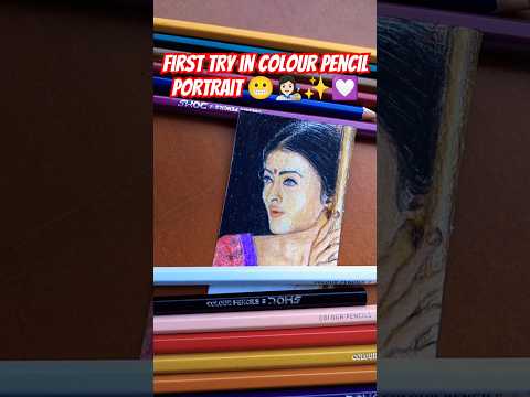 First try in colour pencil portrait 😬👩🏻‍🎨💟#art #drawing #colourpencil #portrait #firsttry #aishwarya