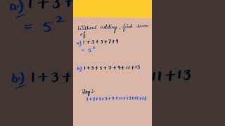 Without adding find the sum of odd numbers   #shorts #sumofoddnumbers