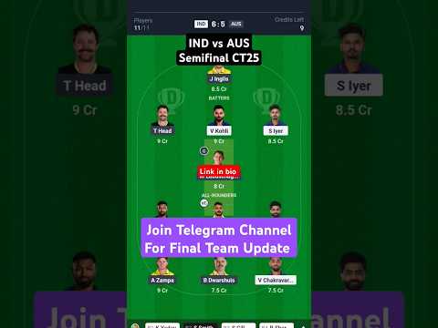 IND vs AUS Semi Final Dream11 Prediction | IND vs AUS Dream11 Team | India vs Australia Dream11 Team