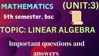 unit:3(maths)||5th semester||important questions and answers||#trending #exam #youtubevideos #bsc