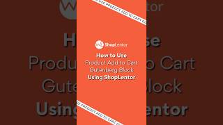 How to use Product Add to Cart Gutenberg Block #woocommerce #wordpress #shortsvideo