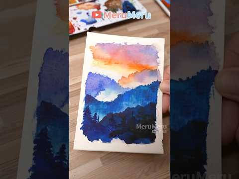 🌄watercolor #shorts #art #diy  #shortvideo #satisfying #easydrawing  #tutorial  #painting #drawing