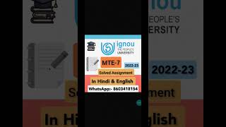 Mte-7 ignou solved assignment 2022-23-24 WhatsApp:- 8603418154. Order Now. In English and Hindi