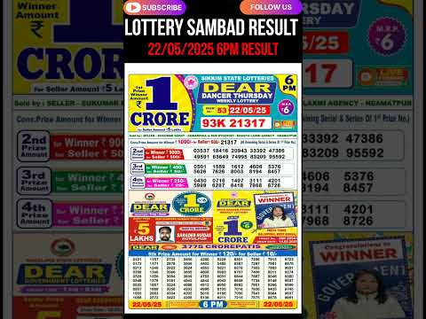 Lottery Sambad Result 6PM 22/05/2025