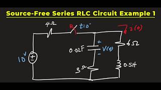 Source-free series RLC circuit example 1 - clearly explained