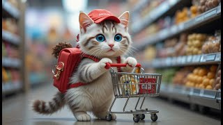 🐾 Tiny Cat’s Adorable Grocery Shopping Adventure! 🛍️ | Smartest Cat Shopper Ever!
