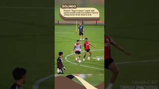 Indonesian Super League players show off their skills in front of their coaches during the nation...