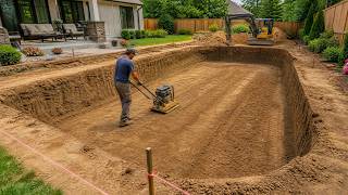 Man Builds Stunning SWIMMING POOL In His Backyard | Start To Finish By @EricLeCarreleur