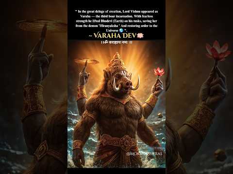 Cosmic Rescue: Varaha Lifts Earth from the Ocean 🌊🐗 #sanatandharma