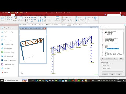 Lect 19A_ STAAD Pro Wind Load Analysis for Open Truss Frames Step by Step Tutorial