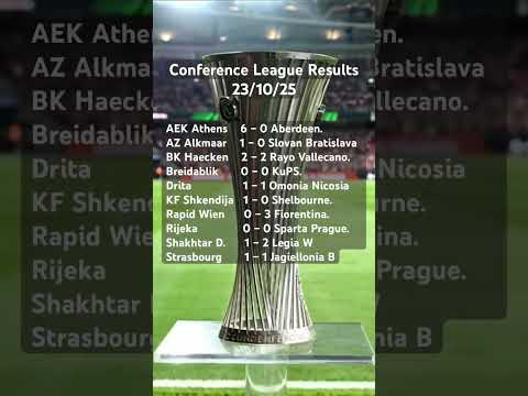 Conference League Results ⚽ AEK Athens Smash Aberdeen 6–0 as Fiorentina & Legia Claim Big Wins!