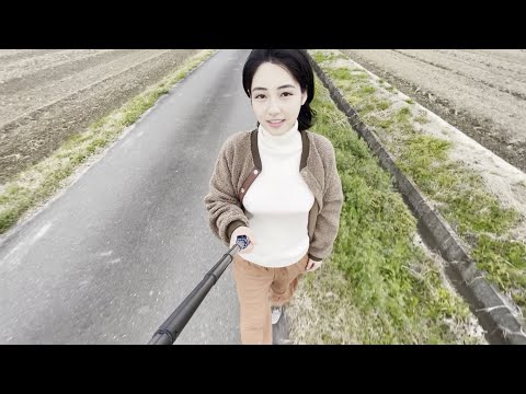 【ノーブラ散歩】田んぼ道を散歩してみた