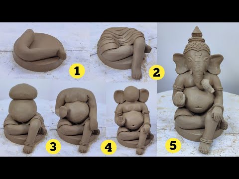 🌺 गणेश जी की मूर्ति बनाने का सबसे आसान तरीका | Very Easy Ganpati Murti Making process in Shadu clay