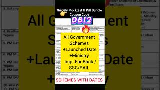 Government schemes With dates Imp.for ALL BANK SSC EXAMS ৷ #SHORTS #SCHEMES