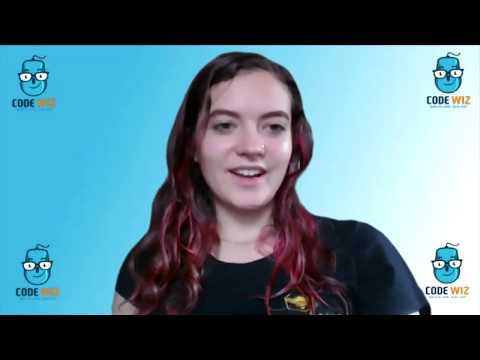 Kat talking about Minecraft at Code Wiz Arlington