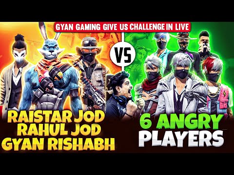 GyanGaming Challenge Raistar & RahulOP🔥😨 3 Youtubers Vs 6 AngryPlayers🤬GyanGaming OP Reaction😨🔥