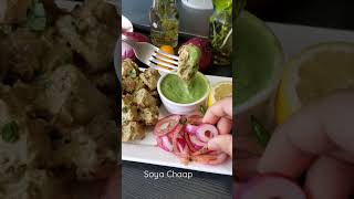 Soya Chaap - Malai Soya Chaap - Snack - Green Chutney - Onion Salad - Pooja's Kitchen