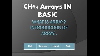 10th class ch# 4 Introduction of arrays | Arrays in BASIC