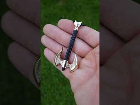 Hand formed battleaxe amulet, made out of brass and Ebony wood #axe #handmade #necklace