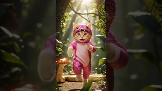 A kitten traps a snake in love #shorts #shortvideo #aicatstory #poorcat #poorcat