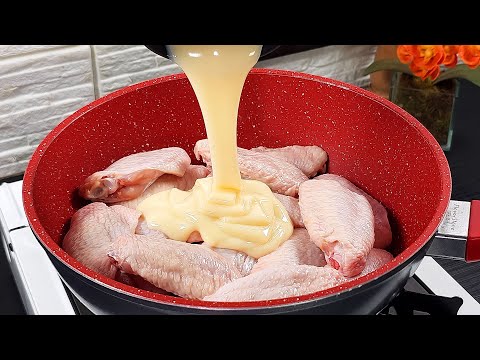 Pour condensed milk on top of the chicken wings! A tasty chicken recipe ready in no time!