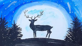Acrilic Painting  🎨 DEER 🎨| How to Draw | Magic Paintings | Relaxing Music