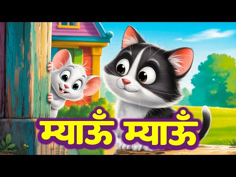 Meow Meow Billi Karti  | म्याऊँ म्याऊँ  | Kids Poems In Hindi | Children Balgeet |  Rhyme Roon
