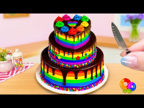 So Tasty Triple Tier Rainbow Chocolate Cake 🎂 Creative Cake Making DIY 🎈 Cake In Wonderland