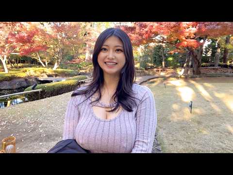 【ノーブラ散歩】Kカップが紅葉の中をお散歩してみたら...