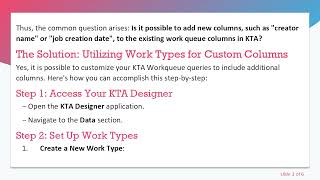 Enhancing Your KTA Workqueue Queries: Adding Custom Columns for Improved Data Tracking