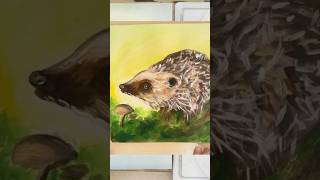 Paint a hedgehog 🦔 with me with acrylic paints✨ #paintingprocess #learntopaint
